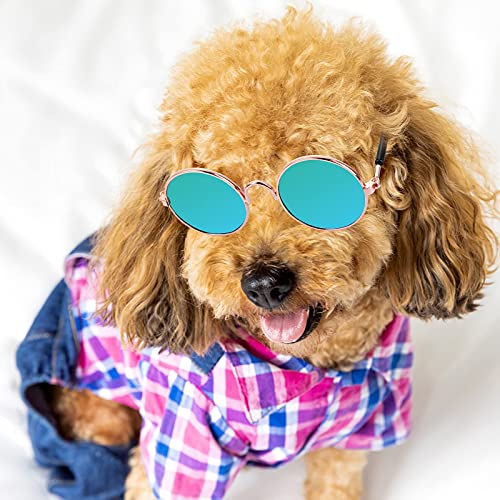 Molain Katze Sonnenbrille-Pet Welpen UV Schutz Sonnenbrille, kleine Hund Cosplay Foto Props Nette Sonnenbrille (4Pcs-Runde Sonnenbrille)