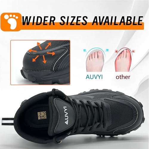 Steel Toe Work Boots for Men - Wide Toe Lightweight Safety Boots with Breathable Mesh Upper, Slip-Resistan & Durable Shoes2