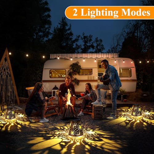 Image of Toodour Solar Lantern Outdoor, Hanging Solar Outdoor Lights Garden Decor, Waterproof Hollow Out Retro Metal Sun & Moon Decorative Lights for Patio, Balcony, Yard, Walkway, Outdoor Decor