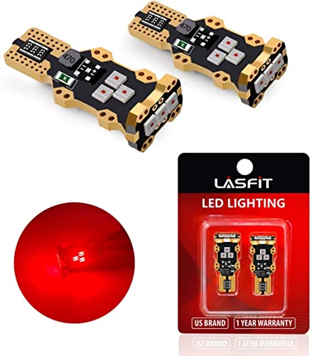 LASFIT 921 912 LED Bulb Red, Third Brake Center High Mount Stop Light, Canbus Error Free T15 906 904 W16W LED Bulb Red 3rd Brake Lights For Cars/Truck, 300% Bright, Pack of 2