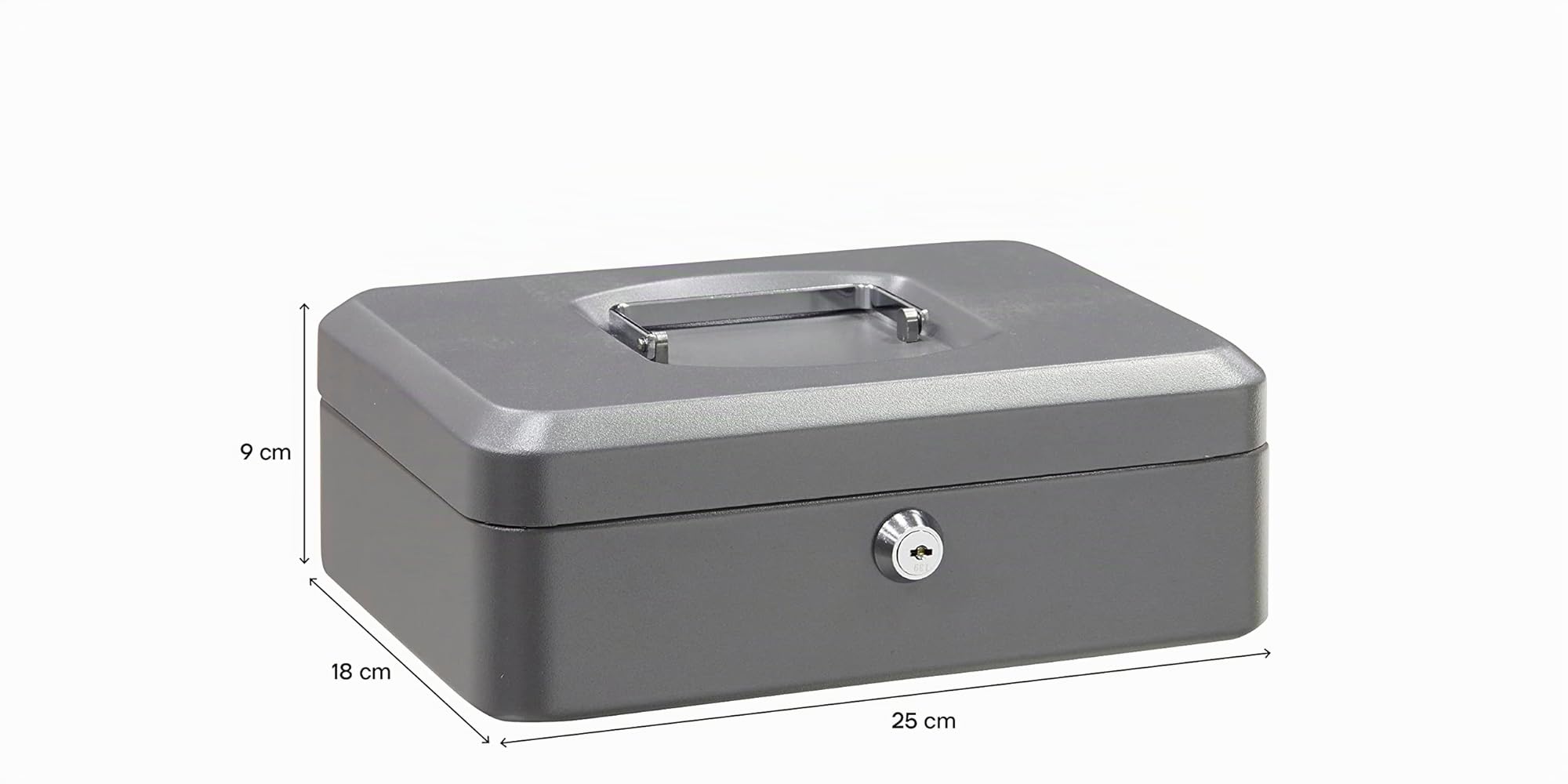 ARREGUI C9236 Coffre fort portatif caisse à monnaie acier 25 cm gris graphite