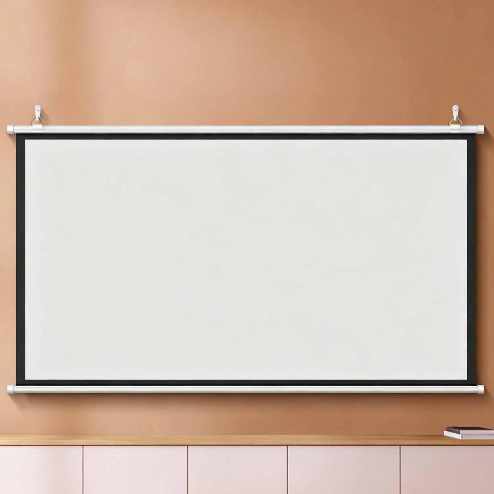 Ekran HD 16:9, przenośny ekran projektora 4:3, białe włókno szklane, automatyczne blokowanie 4K, bez zagnieceń, idealny do telewizora kina domowego (152.4 cm (16:9))