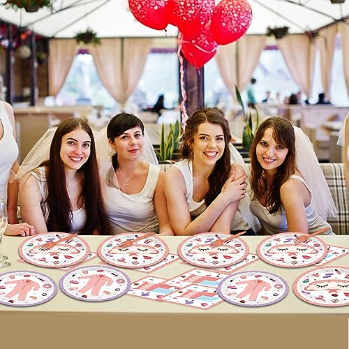Image of Pajama Party Plates Napkins Sleepover Tableware Set - Spa Party Dinnerware Slumber Cutlery for Girls - Disposable Decoration for 24 Guests