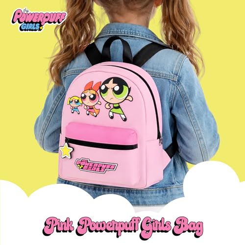 Image of Concept One The Powerpuff Girls Mini Backpack, Blossom, Bubbles, and Buttercup Small Travel Bag Purse for Men and Women, Adjustable Shoulder Straps, Multi, 10 Inch
