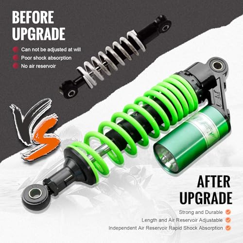 Image of GZYF 320mm 12.6 inch Pair Universal Motorcycle Rear Air Shock Absorbers for HONDA for Suzuki for Kawasaki for Yamaha ATV Go Kart Quad Dirt Sport Bikes,Green,12.5 inch