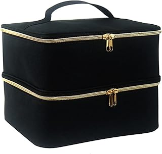 Nail Polish Organizer Bag,Double Layer Nail Polish Storage Case Travel Custom Nail Polish Organizer Holes 30 Bottles(0.5 fl.oz) Nail Polish Manicure Tools Carrying Case