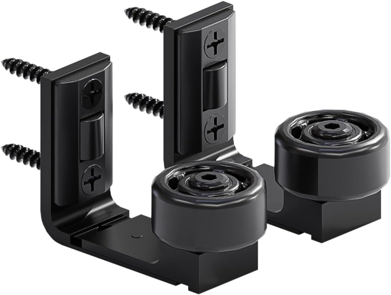 Wolfbird Adjustable Sliding Door Floor Guide, Universal Style,Wall Mounted Barn Door Floor Guide Roller Bottom Bracket, Suitable Door Thickness 2.5cm-6cm, Black（2PCS