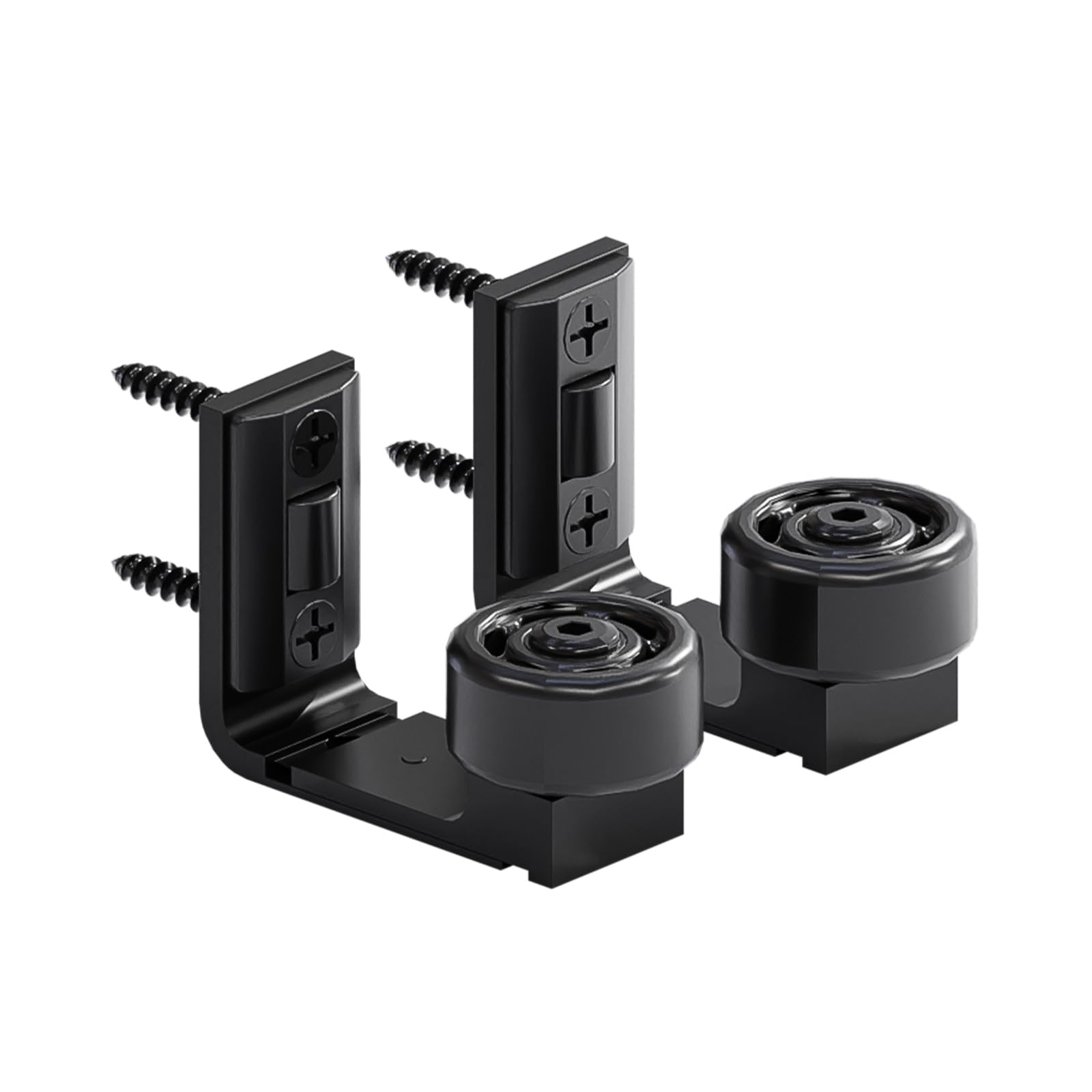 WOLFBIRDAdjustable Sliding Door Floor Guide, Universal Style,Wall Mounted Barn Door Floor Guide Roller Bottom Bracket, Suitable Door Thickness 2.5cm-6cm, Black（2PCS