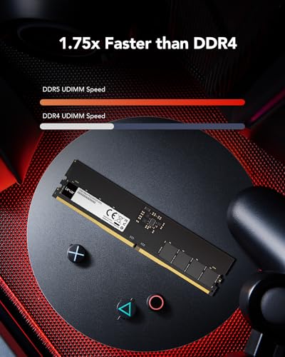 Image of Lexar UDIMM DDR5 RAM 8GB 5600 MHz, 288-Pin DDR5 UDIMM PC, DRAM Gaming High Performance U-DIMM Memory for Computer /PC /Computer, 1.1V, CL46-45-45-90(LD5U08G56C46ST-BGS)
