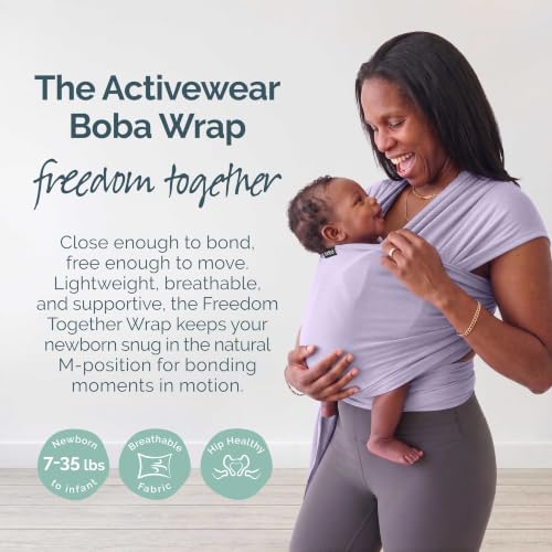 Image of Boba Baby Wrap Carrier Purple Mesh | Lightweight Baby Sling Carrier for Newborn (7-35 lbs), Summer Baby Wrap for Active Parents