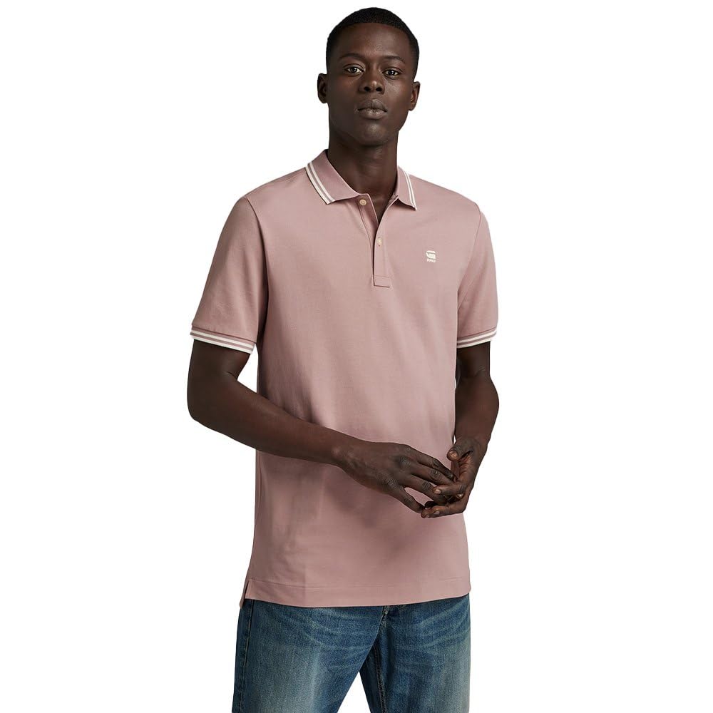 G-Star Men's Purple Dunda Slim Stripe Polo, (Lt Berry Mist D17127-5864-8147), M