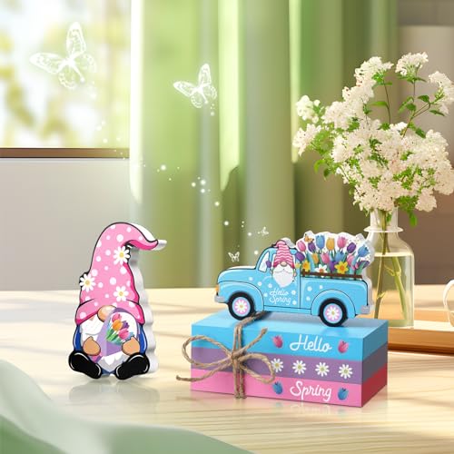 Capoda-4-Pcs-Spring-Wooden-Table-Block-Signs-Hello-Spring-Centerpieces-Rustic-Farmhouse-Table-Decoration-Gnome-Truck-Tulip-Book-Stack-Sign-Spring-Tiered-Tray-Decor-for-Easter-Party-Home-Table-Supplies Capoda 4 Pcs Spring Wooden Table Block Signs Hello Spring Centerpieces Rustic Farmhouse Table Decoration Gnome Truck Tulip Book Stack Sign Spring Tiered Tray Decor for Easter Party Home Table Supplies