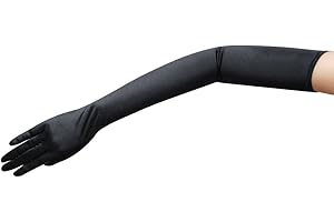 Indulge in Opulence with Our 23.5" Long Shiny Stretch Satin Dress Gloves for Women