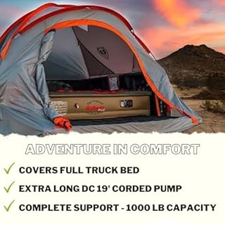 Pittman Outdoors AirBedz Truck Bed Air Mattress – Pro3 Series Truck Bed Mattress for Full Size Long Bed 8 Foot+, 25% More Coverage, Built-in Pump, Heavy Duty PVC, Carry Bag Included - PPI-301