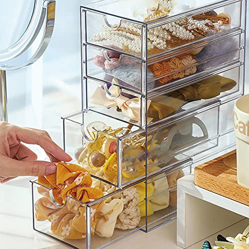 Clear Hair Accessories Organizer Storage Box with 5 Drawers - Hair Tie Holder Container for Bathroom Closet Desk Office (5 Drawer) - Image 5