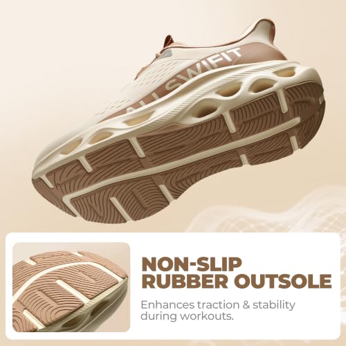 ALLSWIFIT Women's Slip On Cushioned Walking Fashion Sneaker,Beige/Khaki,7.5 - image 7