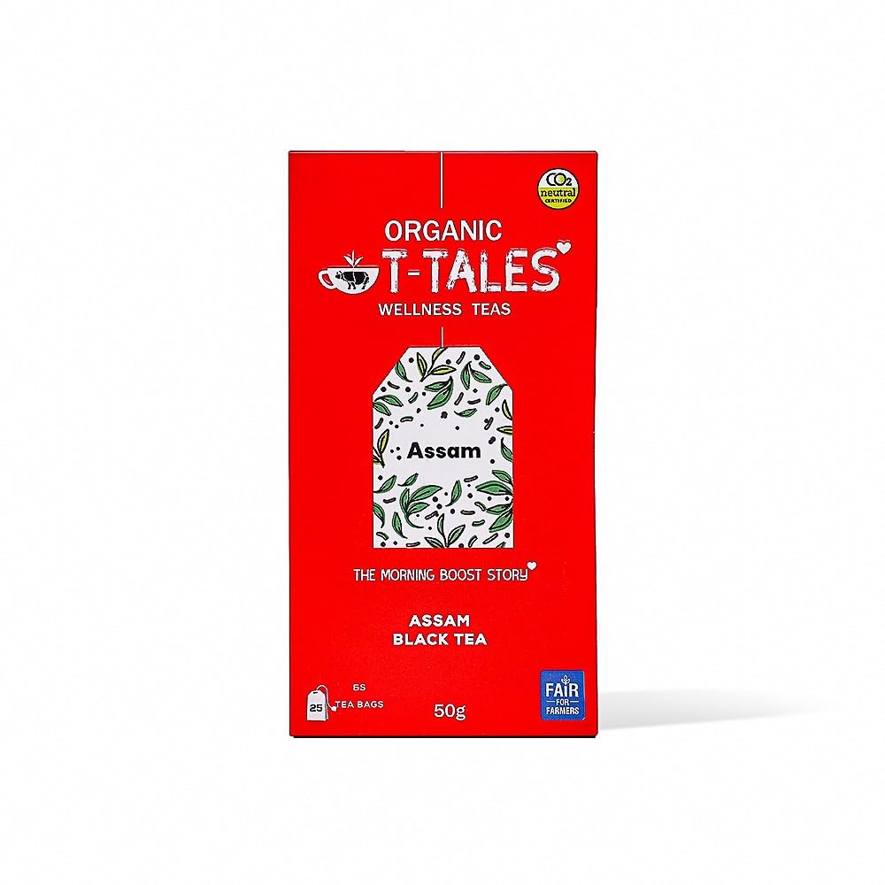 Organic T-Tales ASSAM BLACK TEA | 1st and Only Carbon Neutral Certified | Tea Bags | Single Origin | Wellness Teas | High in Antioxidant | Bold Flavour | Strong Aroma | Jalinga Tea Estate