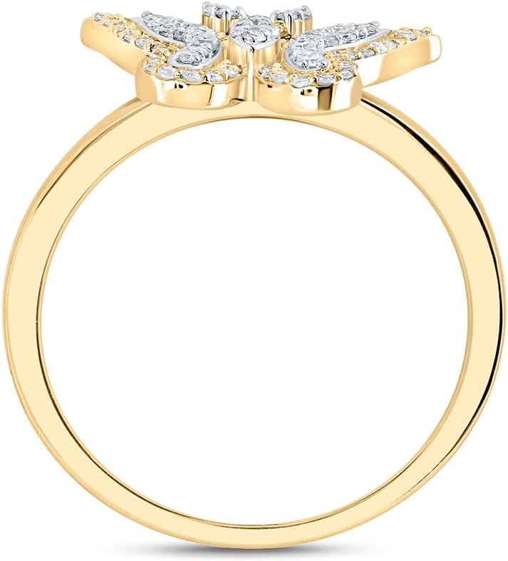 Jewels By Lux 10kt Yellow Gold 1/4 Cttw Natural Diamond Fashion Wedding Engagement Anniversary Butterfly Ring, Women Size: 5-9