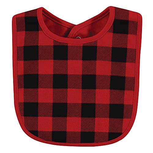 Image of Hudson Baby Unisex Baby Cotton Bib and Sock Set, Baby Bear Plaid, One Size