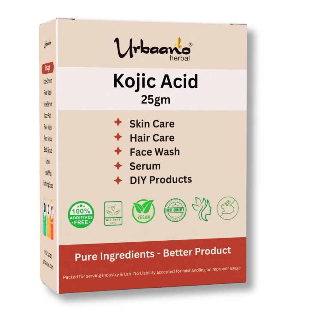 Urbaano Herbal Kojic Acid Powder 25g, DIY Hair Skincare for Making Face Cleanser, Moisturizer, Serum, Body wash & Soap