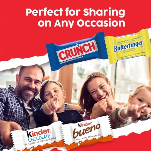 Image of Butterfinger, Kinder Bueno, CRUNCH, and Kinder Chocolate, Assorted Candy Variety Pack, Mini Candy Bars, 30.05 oz
