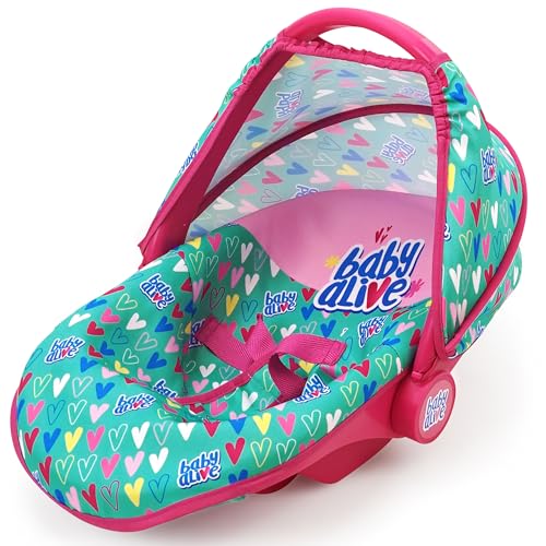 Baby Alive: Deluxe Doll Car Seat - Green, Pink, Hearts - Accessory for Dolls Up to 18", Portable, Transform to Lounge Seat, Canopy, Kids Toy Ages 3+ by Baby Alive - Used condition - US$19.53