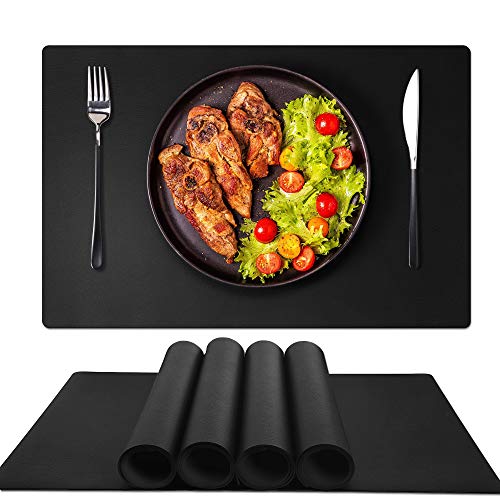 GOYSLER Silicone Placemats Heat Resistant Table MatsWaterproof Table Cover ProtectorNon-Slip Table Pad Easy Clean Kitchen Mat for Dining RoomEco-Friendly Place Mats for KidsSet of 4 Black