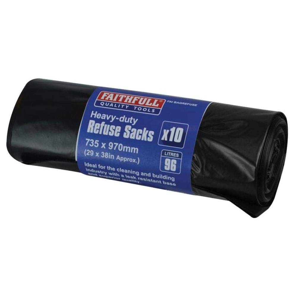 Faithfull Black Household Heavy Duty Refuse Sacks (Pack Of 10)