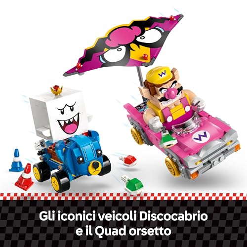 Super Mario: Mario Kart – Wario e Re Boo - Giocattolo Interattivo con 2 Macchine e 2 Figure da Gioco e da Esposizione - Regalo da Gaming per Bambini e Bambine da 8 Anni in su - 72038 - Lego - Immagine 5
