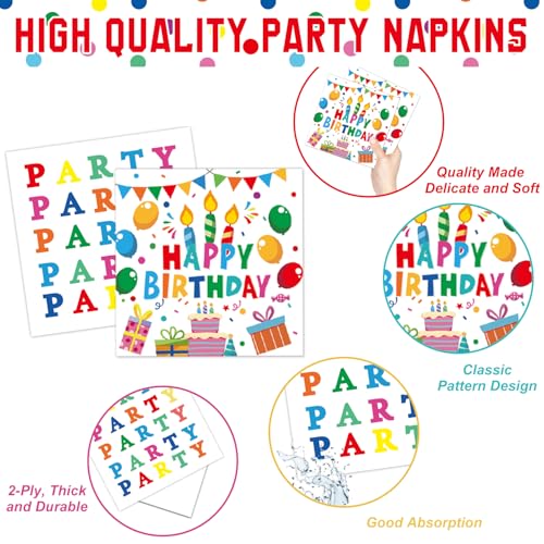 Happy Birthday Decorations - Colorful Dots Birthday Party Supplies Includes Plates, Napkins, Cups, Cutlery, Banner, Hanging Swirl, Tablecloth, Balloons for Kids Boys Girls, Serves 24 - Image 6