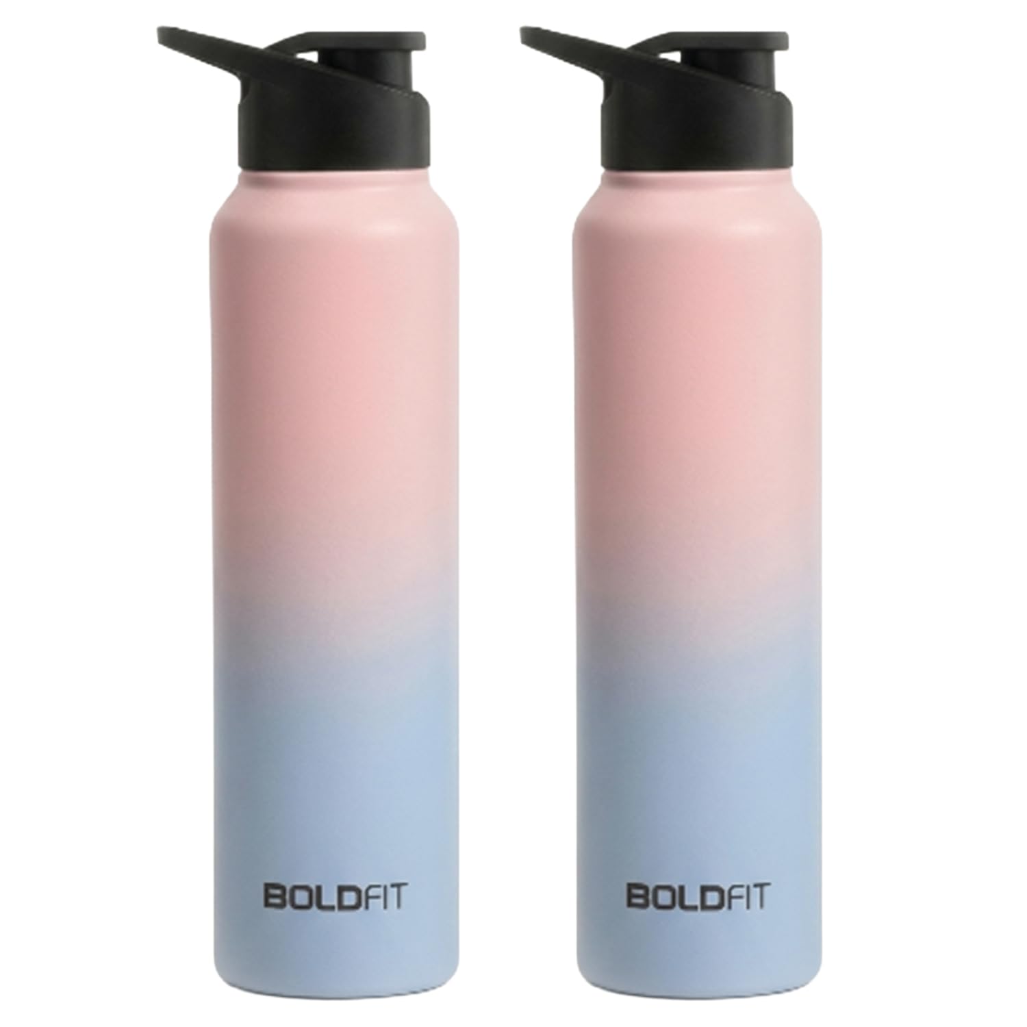 Boldfit Stainless Steel Water Bottle 1 Litre BPA-Free, Leak-Proof & Rust-Free Metal Bottle with Handle Lightweight, Easy to Clean Ideal for Office, Gym, School & Travel, Pink Blue (Pack of 2)