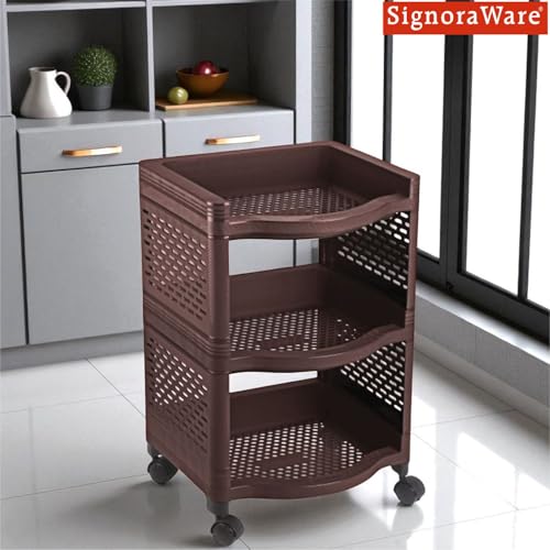 Image of SignoraWare Smart BPA Free Plastic Organiser | Modular Design | Designed to fit on countertops | Easy to Clean | Lightweight & Durable| Ideal for organizing Daily-use Spices (20kg | Setof3 | Brown)