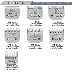 Size 7FC/5FC/4FC Detachable Pet Dog Grooming Clipper Ceramic Blades set,Compatible with Andis,Oster A5,Wahl KM Series Clippers,Cut Length 1/8″(3.2mm) to 3/8”(9.5mm),3 pack