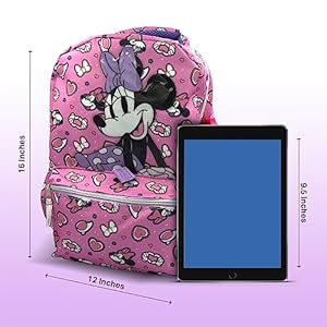 Fast forward minnie mouse backpack with lunch box 16 inch 6 piece set minnie mouse bookbag perfect for back to school elementary age girls  urban country home decor
