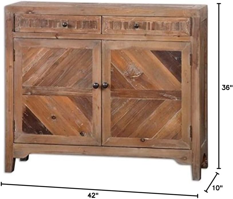 Rustic Reclaimed Fir Wood Console with Swing-Out Drawers