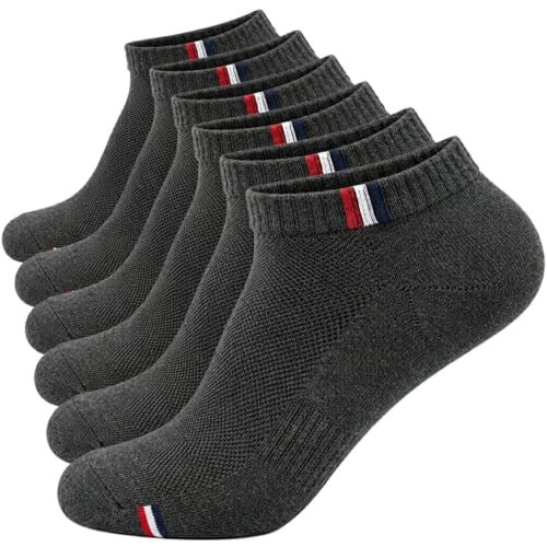 Mziko Men's Cotton Athletic Ankle Socks 6 Pack Low Cut Casual Comfort