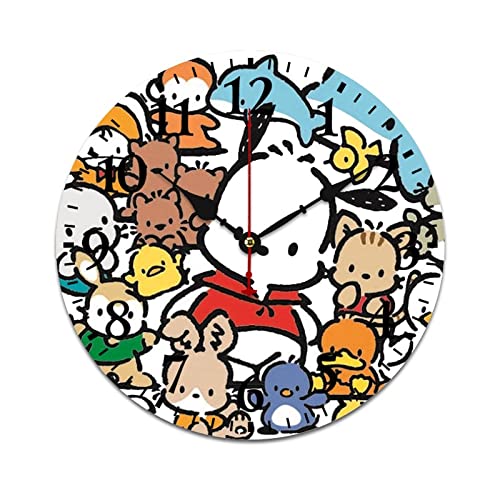 ポチャッコ 掛け時計 木製壁掛け時計 静音 連続秒針 壁掛け時計 掛時計 クロック 時計 壁掛け ホワイト クロック 掛け時計 おしゃれ 北欧 電波 60*60cm