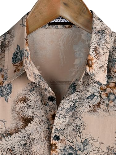Image of JOTOOK Mens Hawaiian Shirt Short Sleeve Button Down Tropical Shirts Casual Floral Summer Beach Shirt