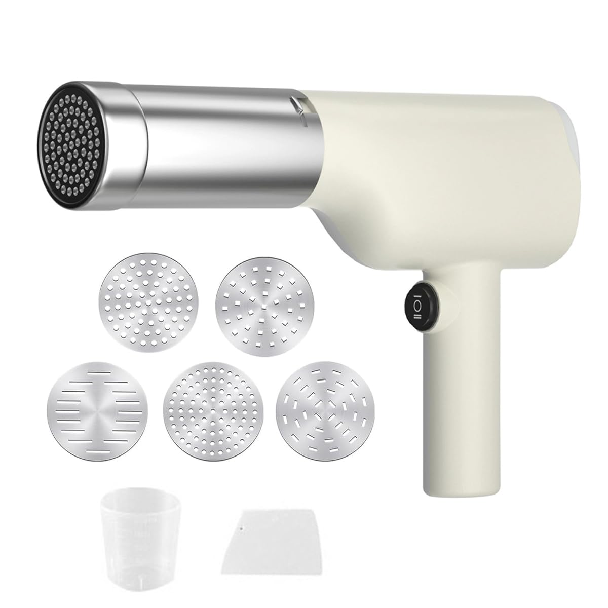 Machine à pâtes électrique 40 W, sans Fil, portative et Automatique, avec 5 plaques à Nouilles et doseur pour préparer des Nouilles de différentes Formes.