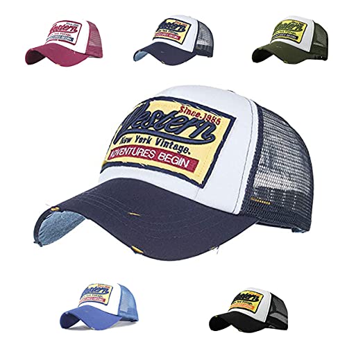 Yutdeng Casquettes de Baseball, Cotton Mesh Caps Unisexe Trucker Cap pour Homme Femme Bleu Taille Unique