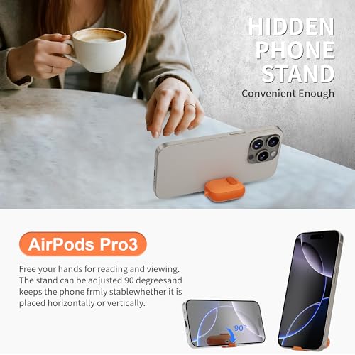 Image of for AirPods Pro 3 Case with Lock,TPU Leather Texture Durability Anti-Lost & Shockproof Protective Cover Accessories with Cleaning Kit in Keychain for Apple iPod Pro 3rd Generation 2025(Orange)