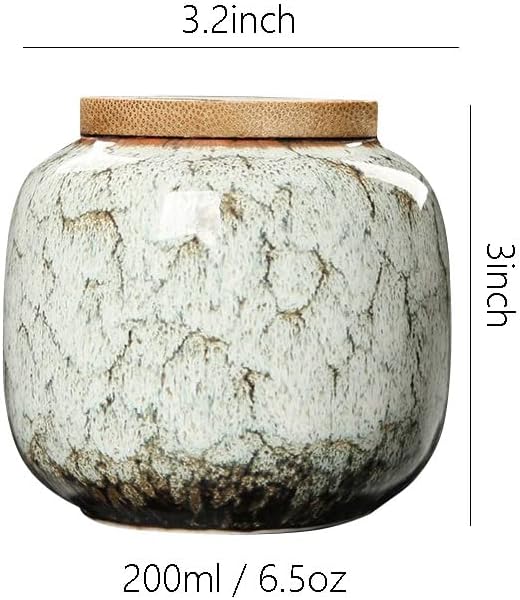 Miniatura 2 de 123Arts Recipiente de té de cerámica con tapa de madera sellada