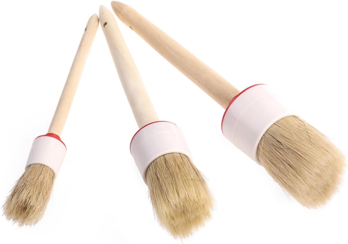 Oil Brush Barbecue Brush 1pc Round Bristle Wooden Handle for Sauce Baking