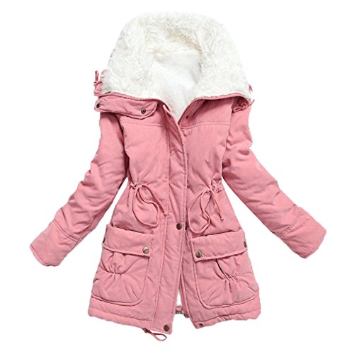 Aro Lora Women's Winter Warm Faux Lamb Wool Coat Parka Cotton Outwear Jacket (XXXL, Pink)