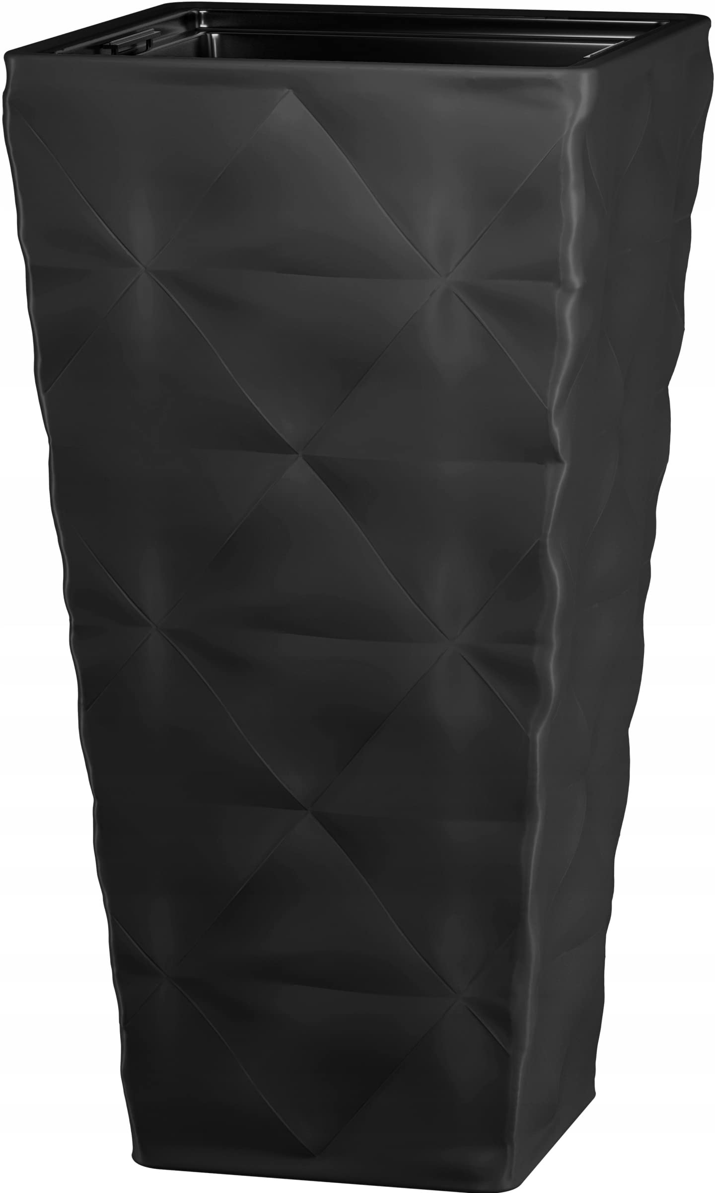 B2C Square Tall Plant Pot Elegant Large Flower Indoor Outdoor Garden Planters Diva (H 57cm x D 30cm, Black)