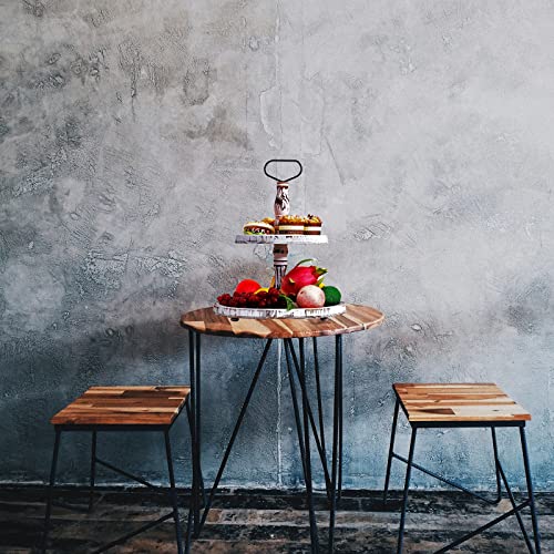 Lkmany Tiered Tray Cupcake Stand 2 Tier Tray Stand Serving Cakes Tray Decorative Trays With Handle,Round Rustic Stand For Kitchen,Homeware Display Platters For Party #TOP4