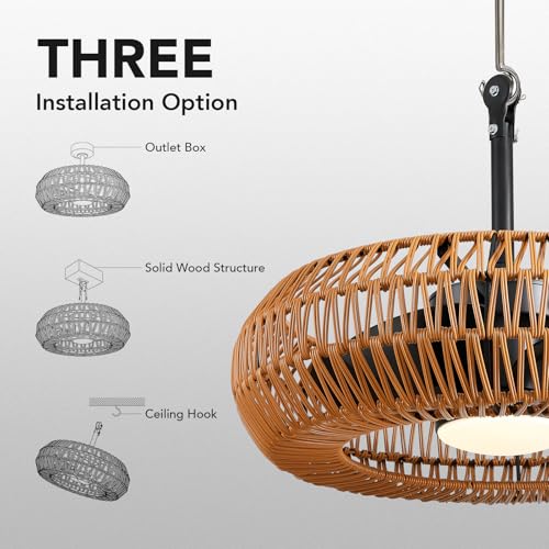 Image of 23.6 inch Outdoor Ceiling Fans with Lights for Patios, Waterproof Plug in Ceiling Fan with Remote, 3CCT Dimmable, Reversible, Gazebo Fan with Hanging Hook for Canopy,Pergola,Porch