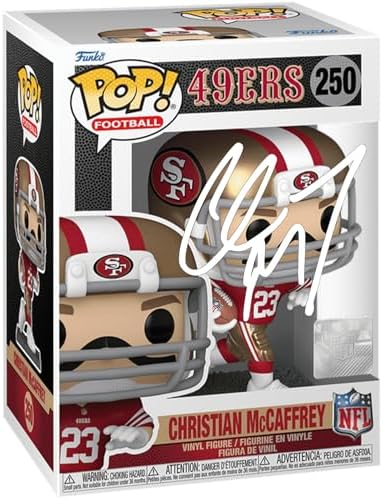 Christian McCaffrey #250 Facsimile Signed Reprint Laser Autographed Funko POP! San Francisco 49ers Figurine with Protector Case Christian McCaffrey #250 Facsimile Signed Reprint Laser Autographed Funko POP! San Francisco 49ers Figurine with Protector Case