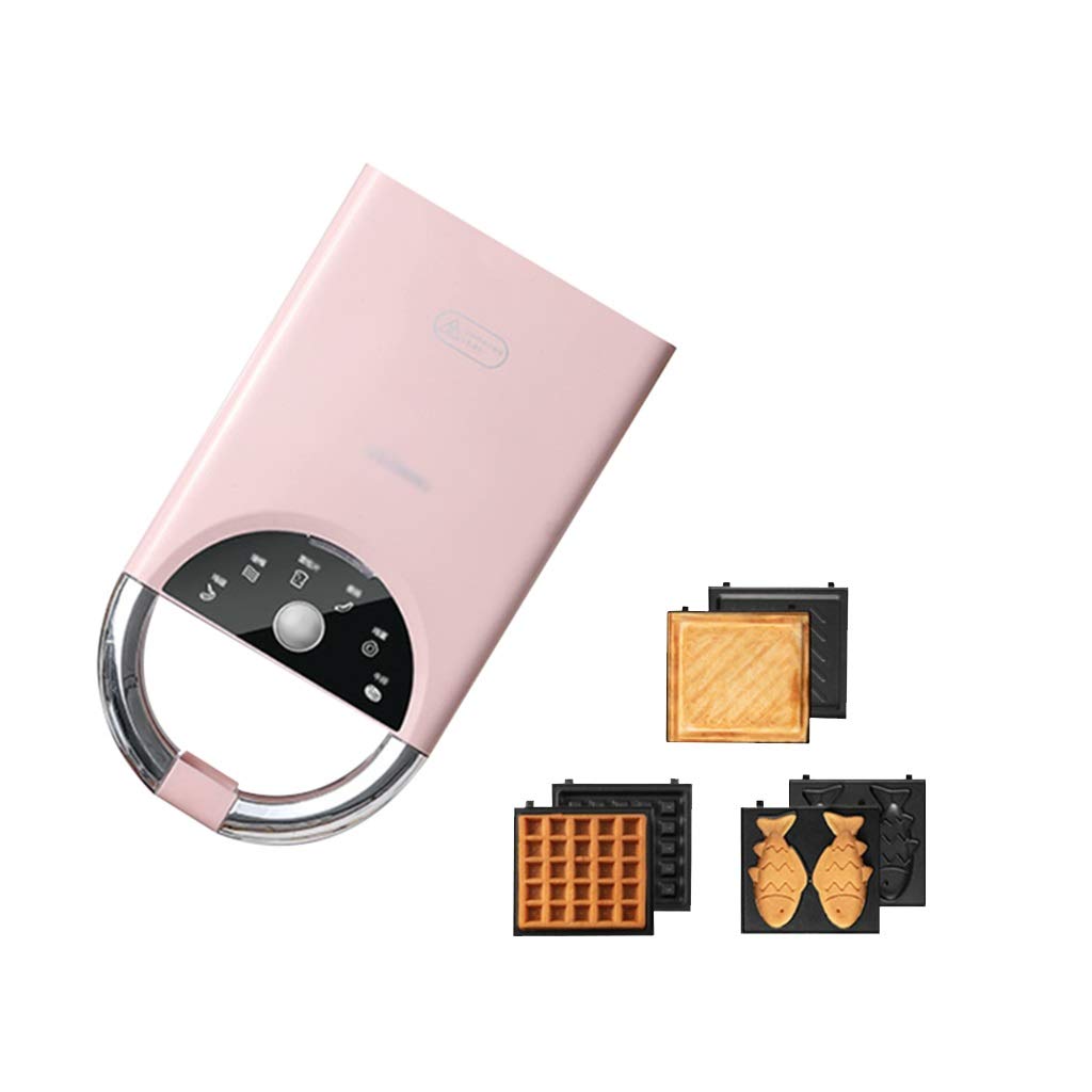 Non-Stick Sandwich Toaster, 650W Professional Waffle Maker, Household Machine Mini Portable Breadmakers Electric Toast Panini Machine, Steak Frying Pan Grill (Color : Pink, Size : Style3)