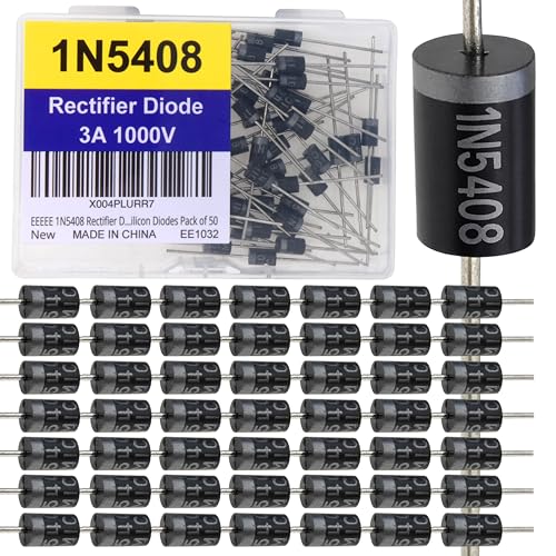 EEEEE 1N5408 Rectifier Diode (50pcs) 3A 1000V 3 AMP 1000 Volt IN5408 5408 Electronic Silicon Diodes